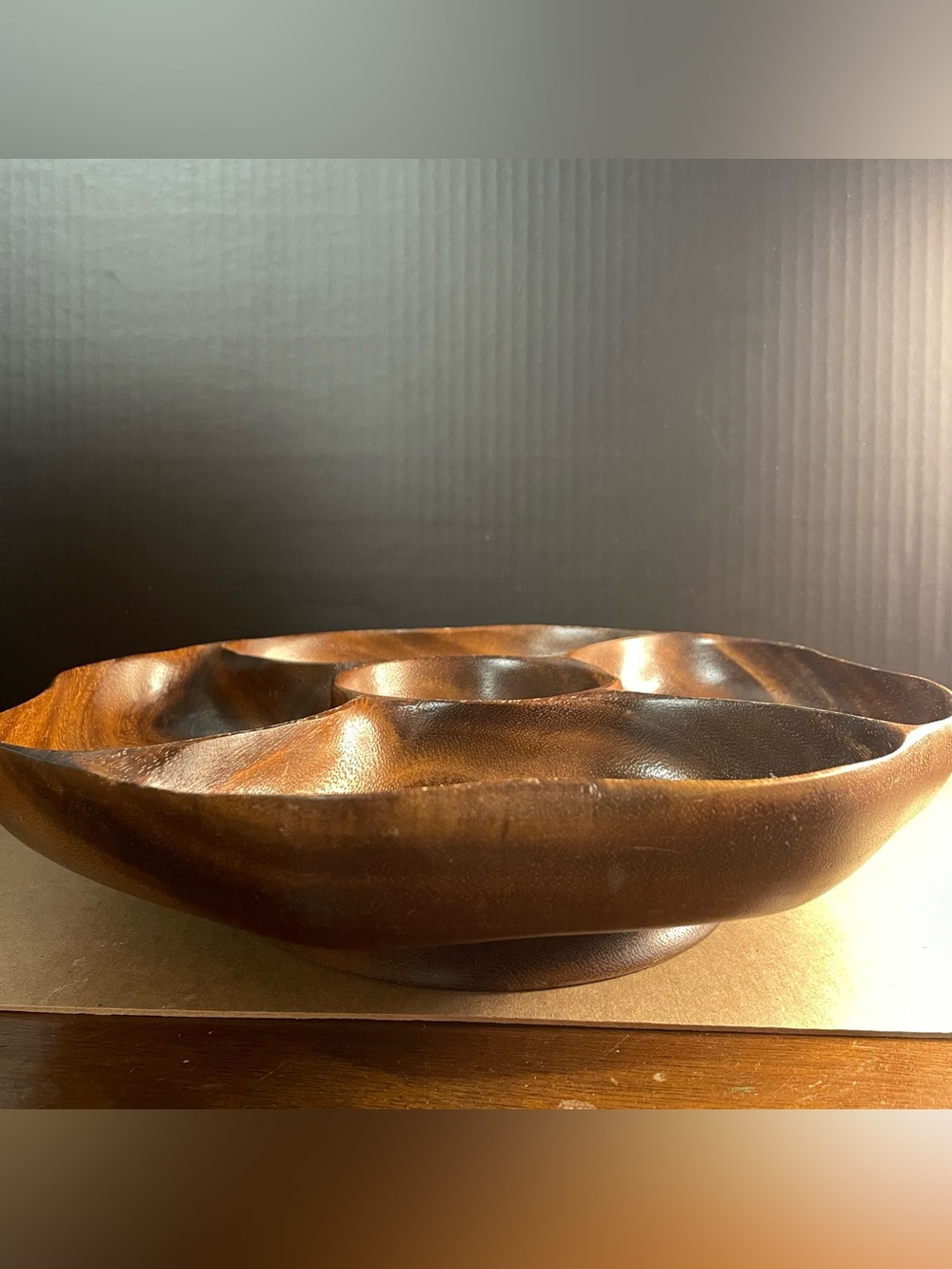 Vintage Wooden serving bowl Lazy Susan style